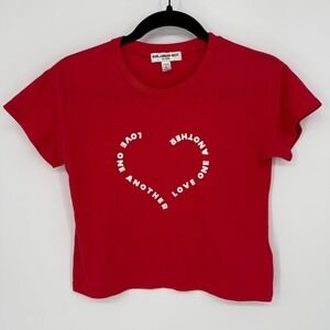 SUB_URBAN RIOT LOVE ONE ANOTHER RED CROPPED SHORT SLEEVE T-SHIRT LARGE